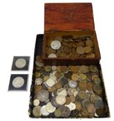 Collection of Great British and World coins including George III Isle of Man 1813 half penny,