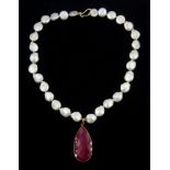 Silver-gilt faceted ruby pendant stamped 925,