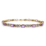 9ct gold amethyst and diamond bracelet, stamped 375 Condition Report Approx 8.