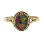 9ct gold oval opal single stone ring, hallmarked Condition Report Approx 1.