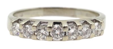 18ct white gold seven stone diamond half eternity ring,