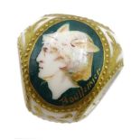 Victorian porcelain scarf-ring painted by Antonin Boullemier for Minton,