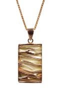 Rose-gilt silver rectangular pendant necklace,