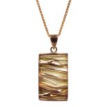 Rose-gilt silver rectangular pendant necklace,
