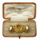 Victorian gold mounted citrine and cameo brooch,