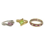 Three 9ct gold stone set rings, hallmarked or stamped 375 Condition Report Approx 6.