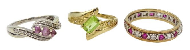 Three 9ct gold stone set rings, hallmarked or stamped 375 Condition Report Approx 6.