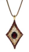 9ct gold garnet pendant necklace, hallmarked Condition Report Pendant approx 5.