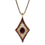 9ct gold garnet pendant necklace, hallmarked Condition Report Pendant approx 5.