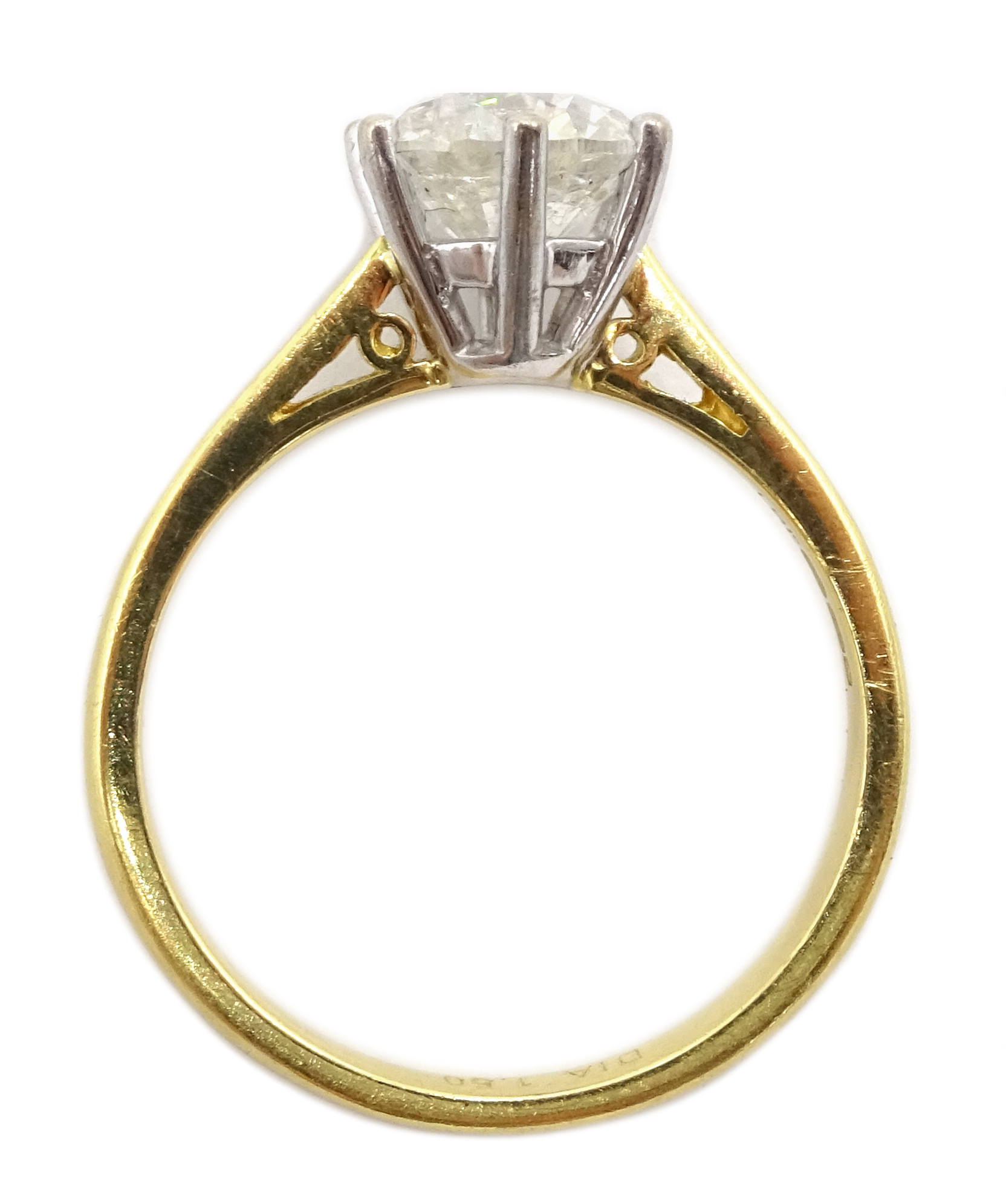 18ct gold round brilliant cut diamond single stone ring, hallmarked, diamond 1. - Image 5 of 6