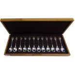 The Royal Society for the Protection of Birds, set of twelve silver spoons, by John Pinches,