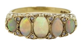 9ct gold opal and diamond ring, hallmarked Condition Report Approx 4gm,