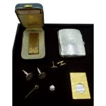 Dunhill 'Rollagas' gold-plated lighter, silver cigarette case by Joseph Gloster Ltd,