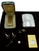 Dunhill 'Rollagas' gold-plated lighter, silver cigarette case by Joseph Gloster Ltd,
