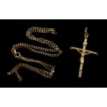 9ct gold (tested) crucifix on gold chain stamped 375, approx 5.