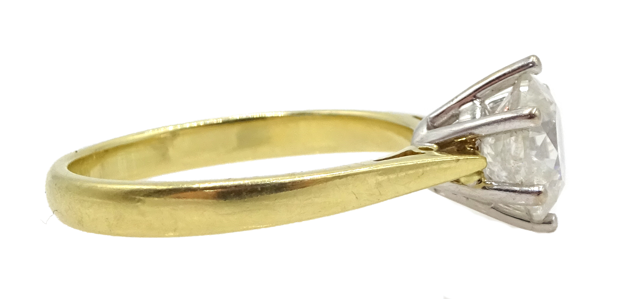 18ct gold round brilliant cut diamond single stone ring, hallmarked, diamond 1. - Image 4 of 6
