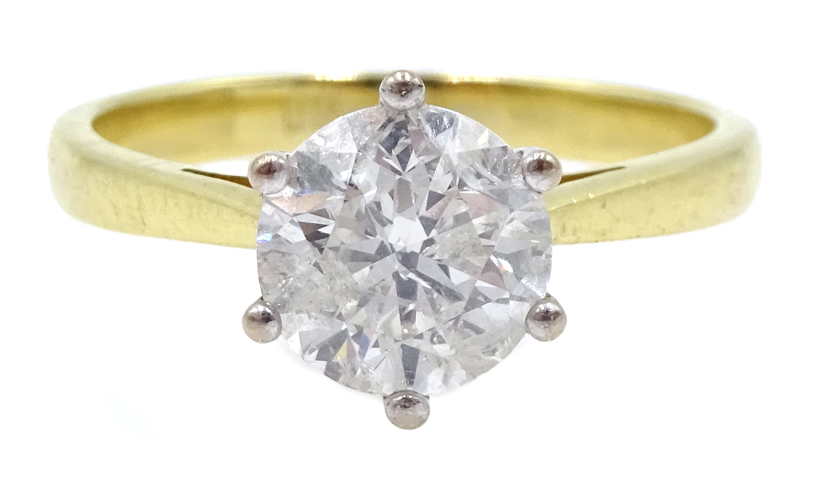 18ct gold round brilliant cut diamond single stone ring, hallmarked, diamond 1.