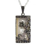 Silver and mother of pearl pendant necklace,