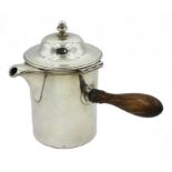 Victorian silver chocolate pot with wooden handle by Charles Frederick Hancock, London 1851,