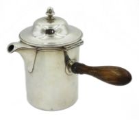 Victorian silver chocolate pot with wooden handle by Charles Frederick Hancock, London 1851,