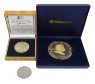 Queen Elizabeth II Cook Islands 2007 gold-plated five dollars coin, cased with certificate,