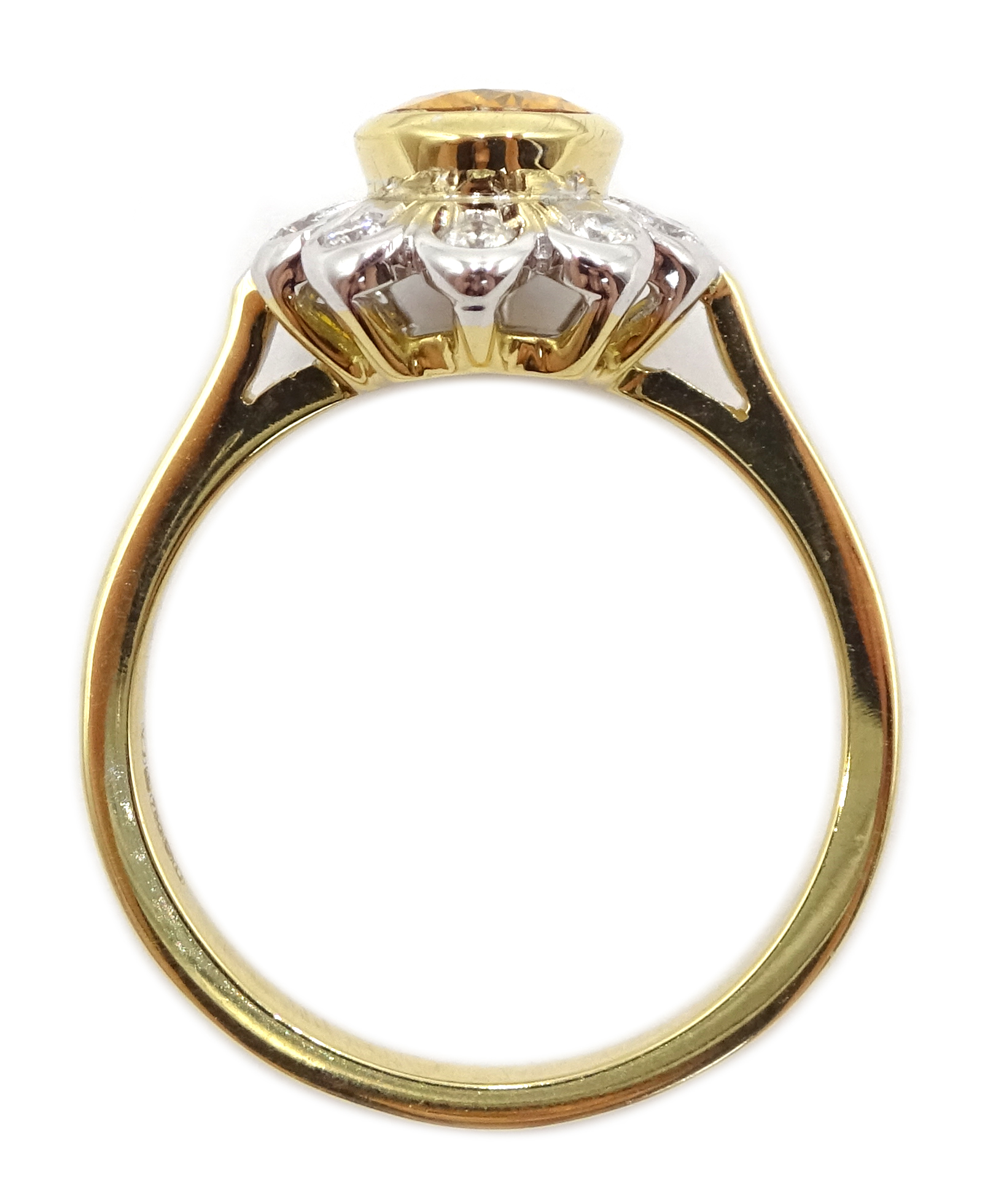 18ct gold yellow sapphire and diamond cluster ring, hallmarked, yellow sapphire approx 1. - Image 5 of 5