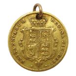 Victorian gold half sovereign with ring, approx 3.