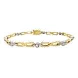 18ct yellow and white gold diamond crossover link bracelet,