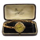 Early 20th century 9ct gold ladies manual wind wristwatch, case by Stockwell & Co,