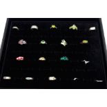 Collection of silver and stone set silver rings,