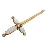 Victorian gold opal diamond sword brooch Condition Report Approx 4.