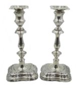 Pair of Victorian silver candlesticks by Fordham & Faulkner, Sheffield 1896,
