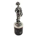 Austrian Art Nouveau silver figure of a maiden after Mucha's set with rubies, stamped 800,
