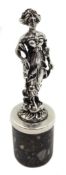 Austrian Art Nouveau silver figure of a maiden after Mucha's set with rubies, stamped 800,