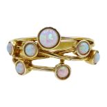 Silver-gilt multi set opal ring,