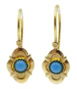 Pair of 14ct gold turquoise pendant earrings,