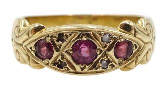 9ct gold ruby and diamond ring, hallmarked Condition Report Approx 4.