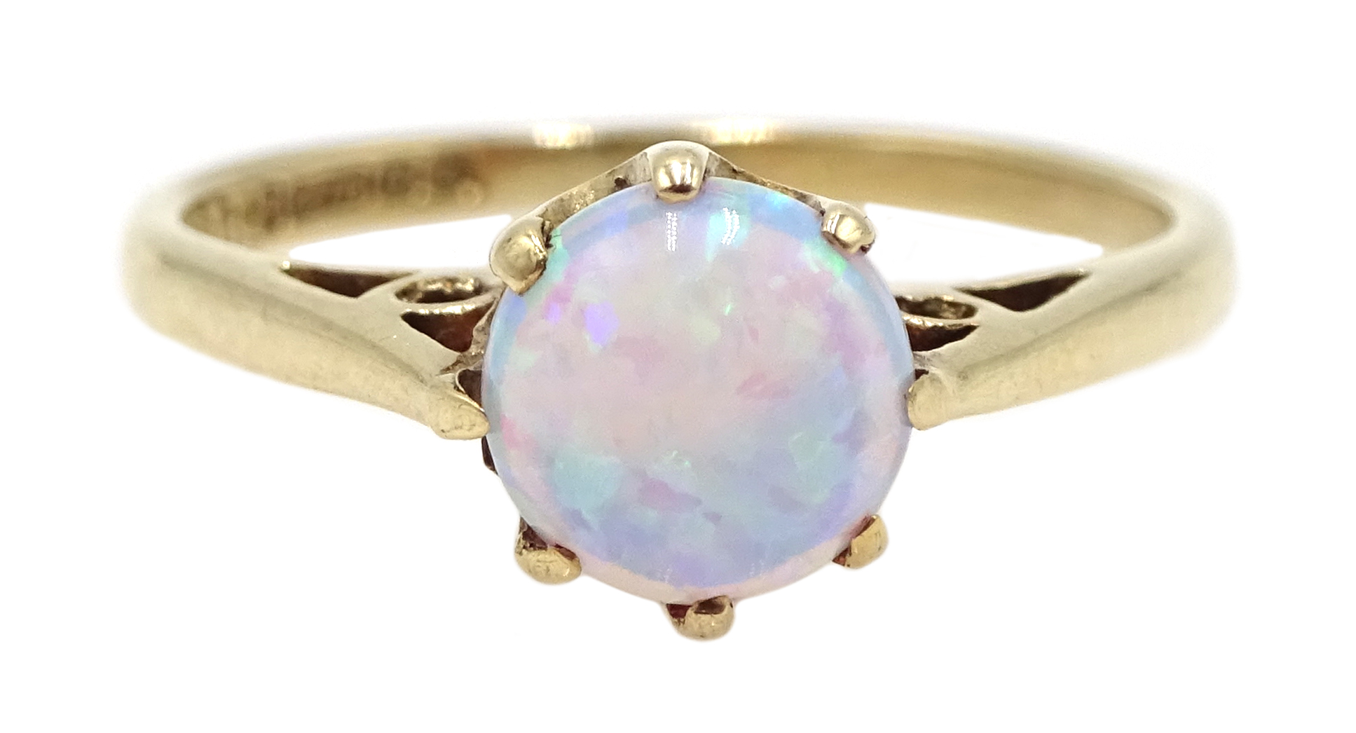 9ct gold single stone opal ring, hallmarked Condition Report Approx 1.