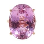 14ct rose gold single kunzite stone ring, stamped 585 Condition Report Approx 7.