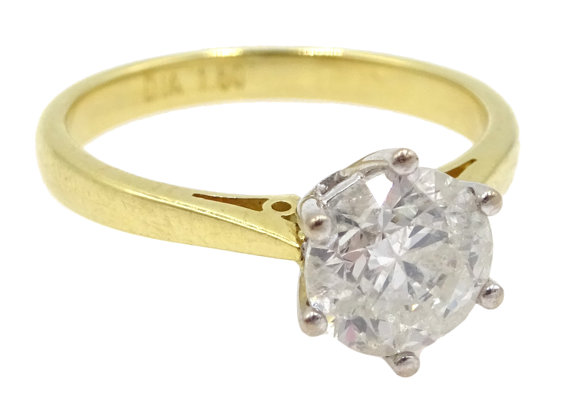 18ct gold round brilliant cut diamond single stone ring, hallmarked, diamond 1. - Image 3 of 6