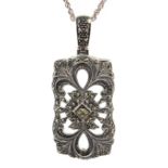 Silver marcasite pendant necklace, stamped 925 Condition Report <a href='//www.