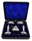 Silver five piece cruet set, Rd.