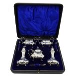 Silver five piece cruet set, Rd.