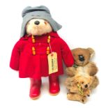 Gabrielle Designs Paddington Bear with red coat, grey hat and Dunlop Wellington boots H48cm,