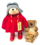 Gabrielle Designs Paddington Bear with red coat, grey hat and Dunlop Wellington boots H48cm,