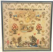 Mid Victorian sampler worked with ducks,