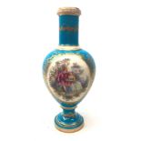 19th century French porcelain baluster vase painted with a courting couple scene and precious