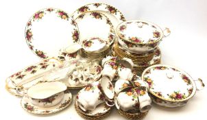 Royal Albert Old Country Roses dinner and tea service comprising eight dinner plates,