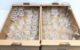 Assorted table glass including a set of six Edinburgh Crystal tumblers, Stuart crystal port glasses,