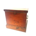 Victorian pith pine box for a silver four piece tea set with green lined interior,